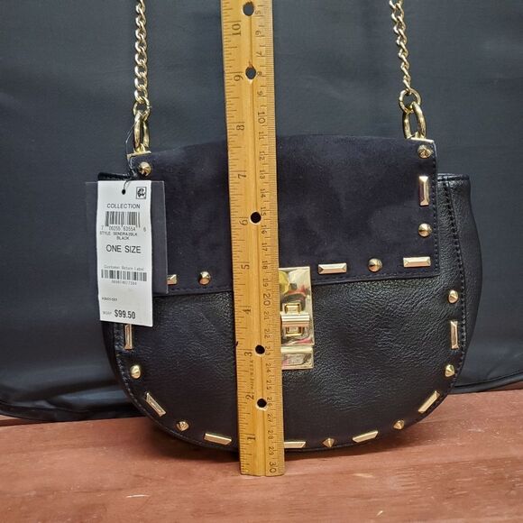 Black Saddlebag Style Crossbody Chain Strap Purse by INC International Concepts - Picture 5 of 9